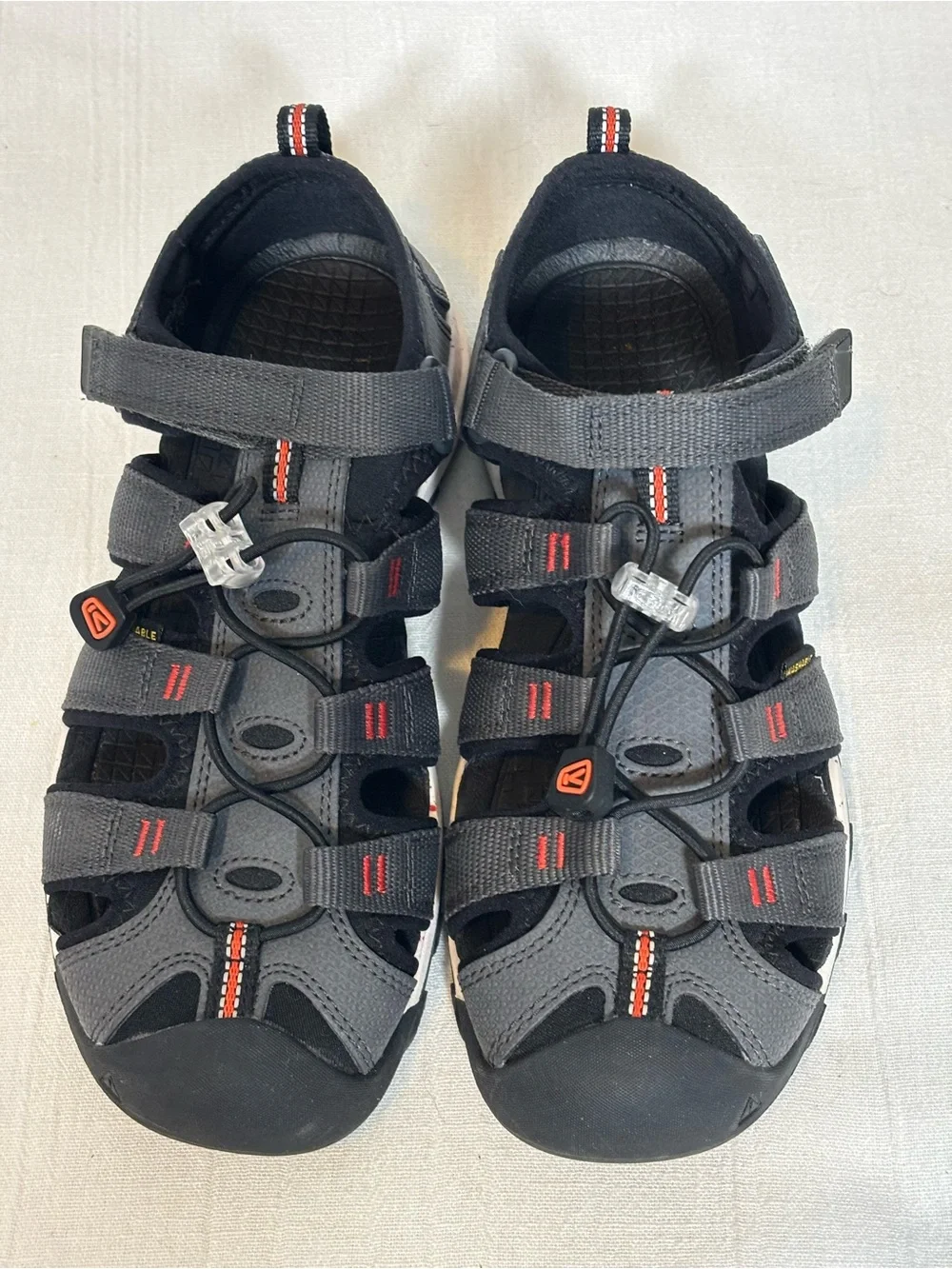 KEEN Unisex Child Newport Neo H2 Closed Toe Water Sandals-Gray/Orange-Youth 5